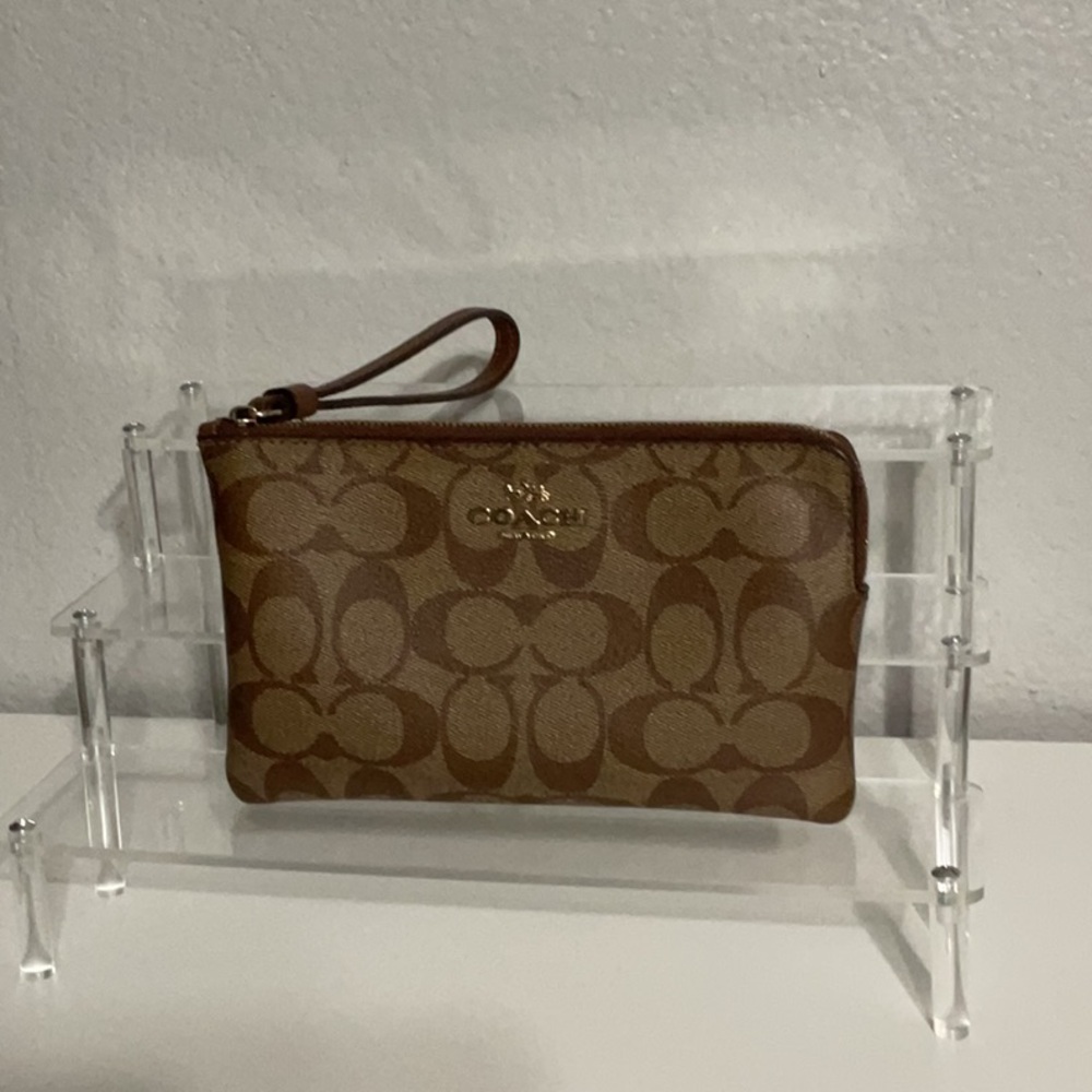 Coach Signature Tan Wristlet
